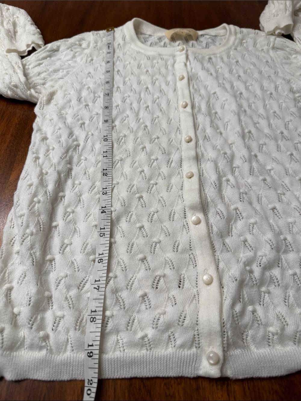 Sezane Openwork Knit Pearl-Button Cardigan - Picture 4 of 7
